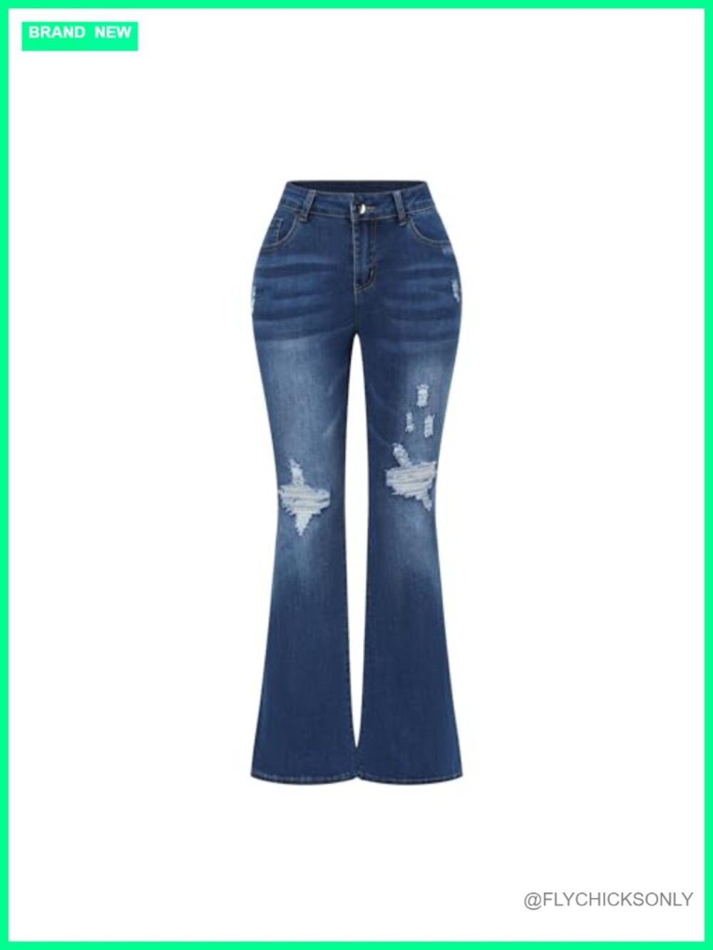 Womens Mid Rise Flare Jeans Stretchy Distressed Bell Bottom Denim Pants